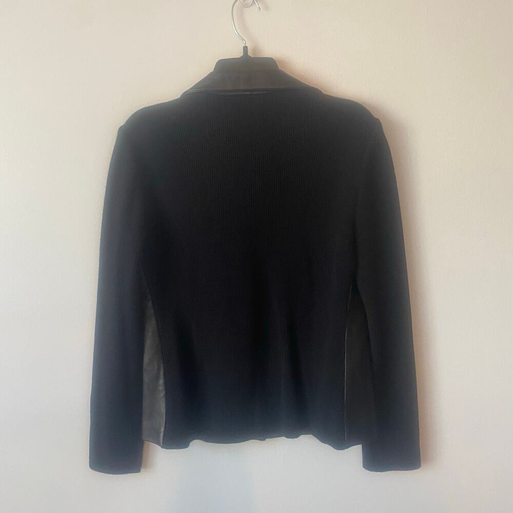 Lafayette 148 New York Leather Merino Wool Mix Black Jacket Size 6 - Picture 5 of 6